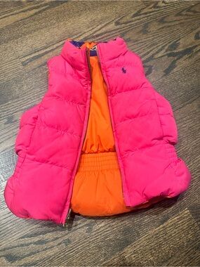 Ralph Lauren Reversible Hot Pink and Orange Quilted Puffer Vest